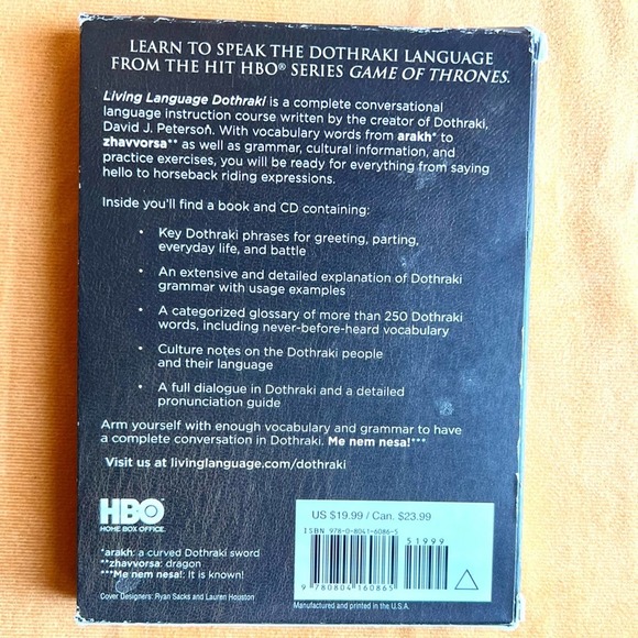 HBO Game Of Thrones Living Language Dothraki Language Course - Picture 2 of 6